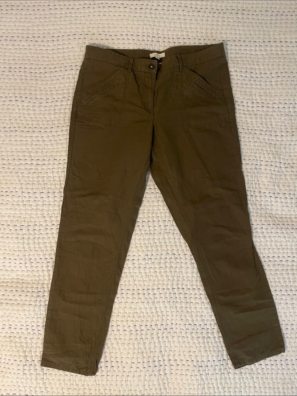 LOFT Olive Green Chino Pants - size 8